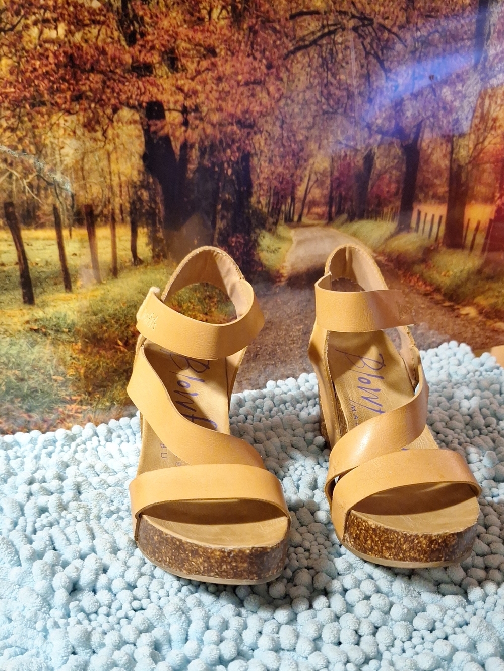 Snowfish Malibu Tan Strappy Cork Wedge Sandals